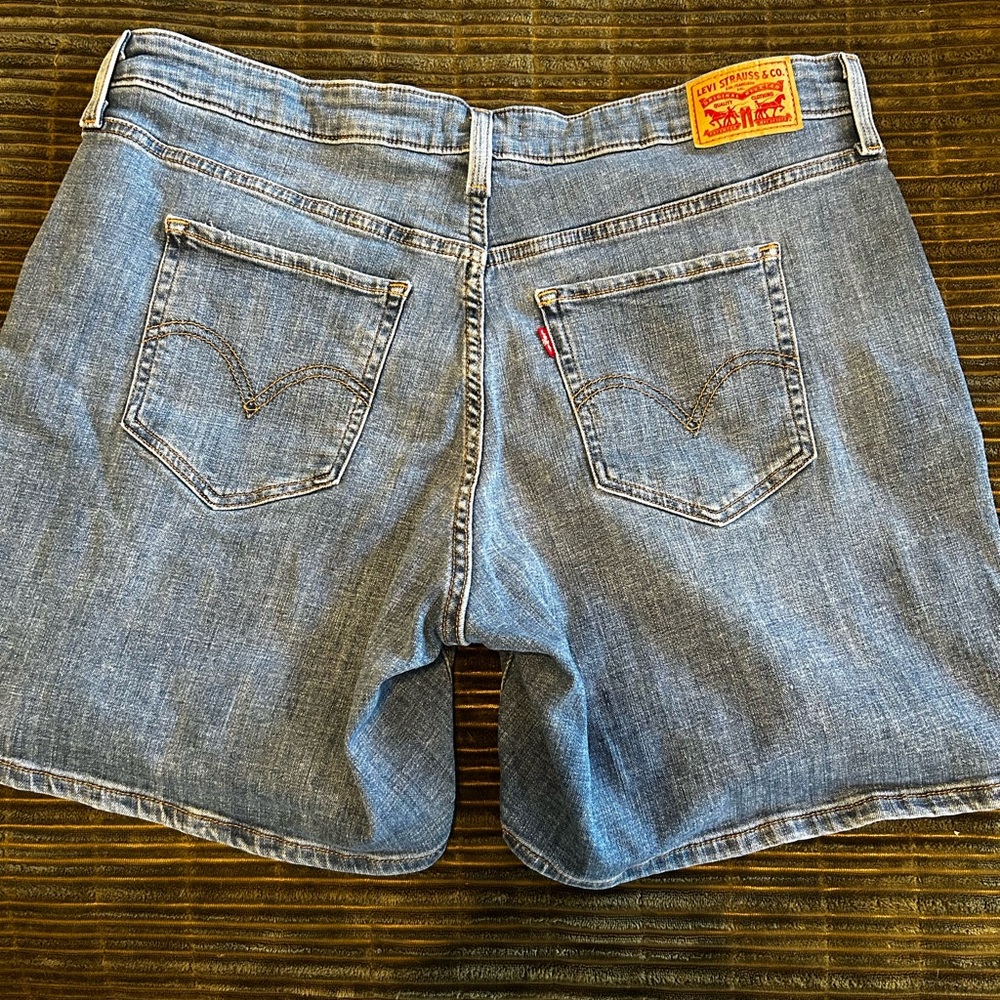 Levi's Blue Distressed Jean Shorts - Picture 2 of 5
